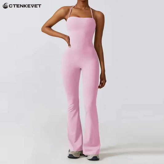 Sleeveless Flare Yoga Jumpsuit