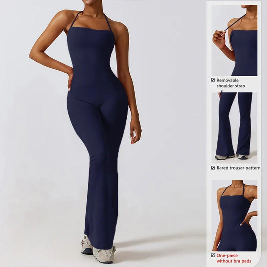 Sleeveless Flare Yoga Jumpsuit
