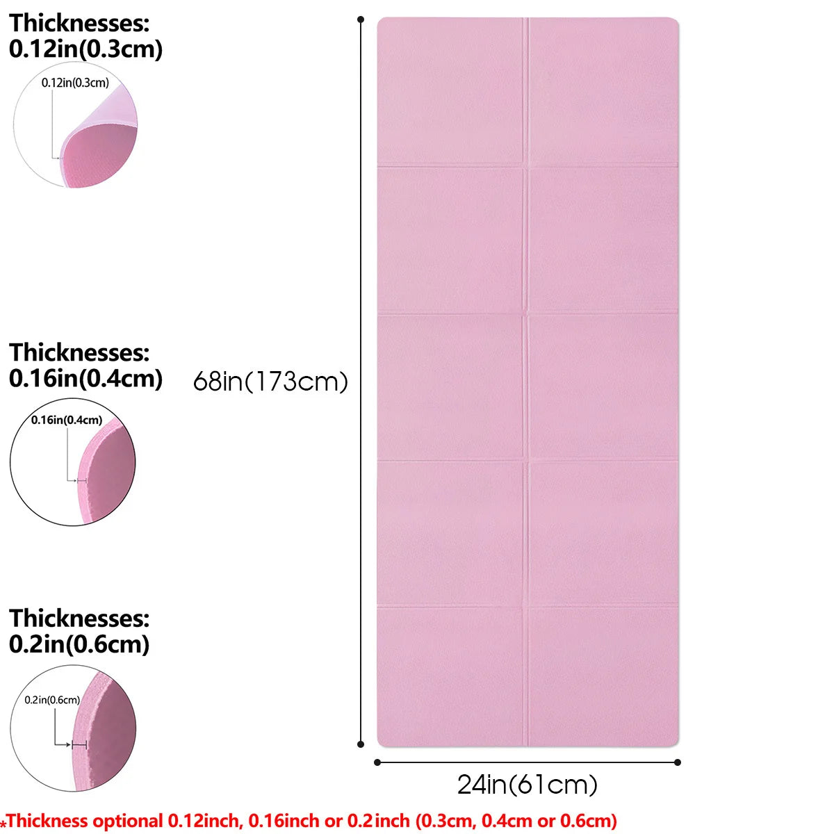 Foldable Pink Travel Yoga Mat