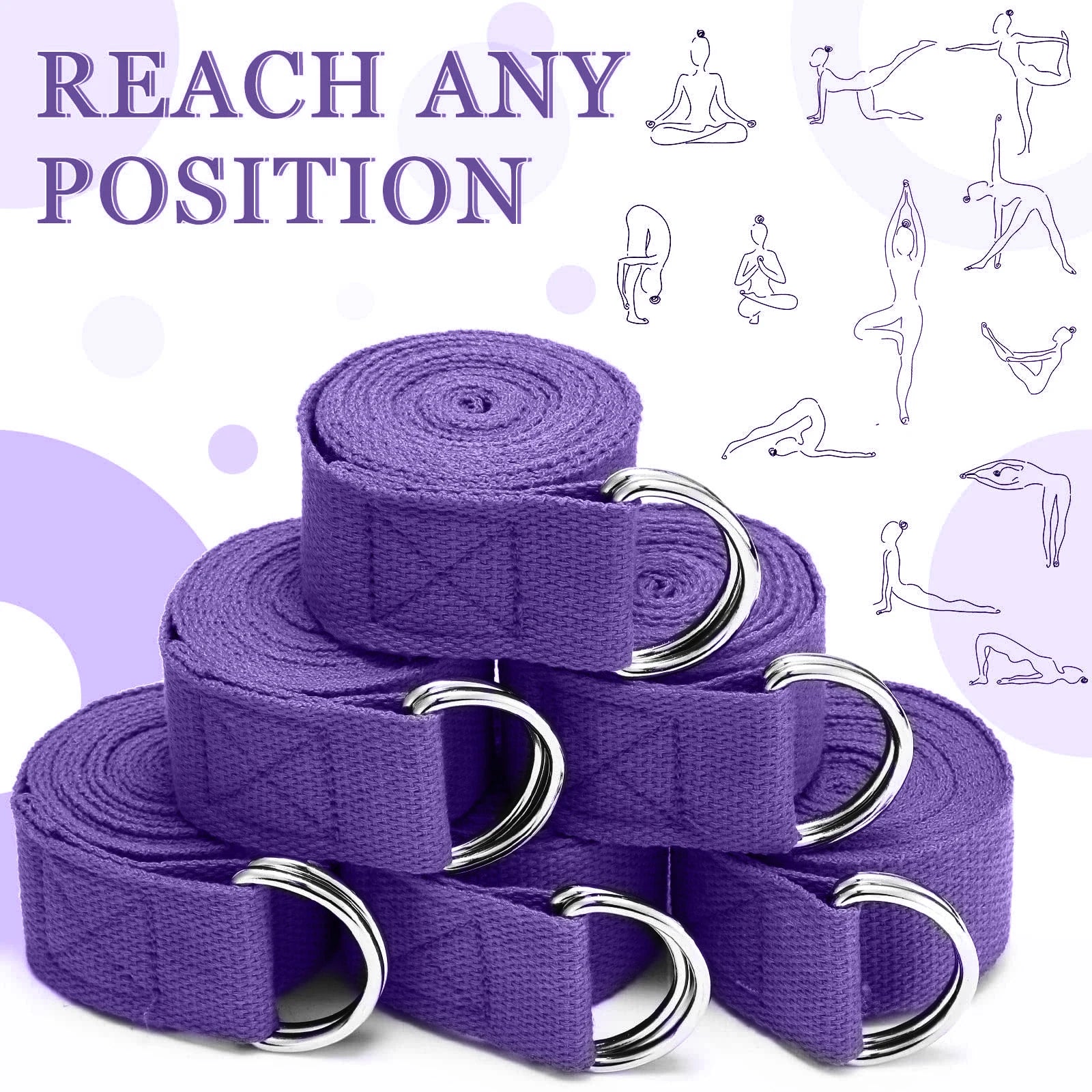 183*3.8cm Yoga Strap Cotton Exercise Yoga Belt Adjustable Woven Stretch D-Ring Buckle Fitness Stretching Bands Pilates Rope