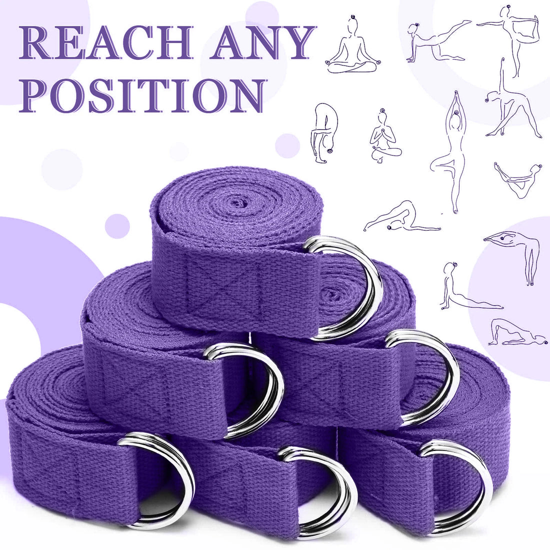 183*3.8cm Yoga Strap Cotton Exercise Yoga Belt Adjustable Woven Stretch D-Ring Buckle Fitness Stretching Bands Pilates Rope