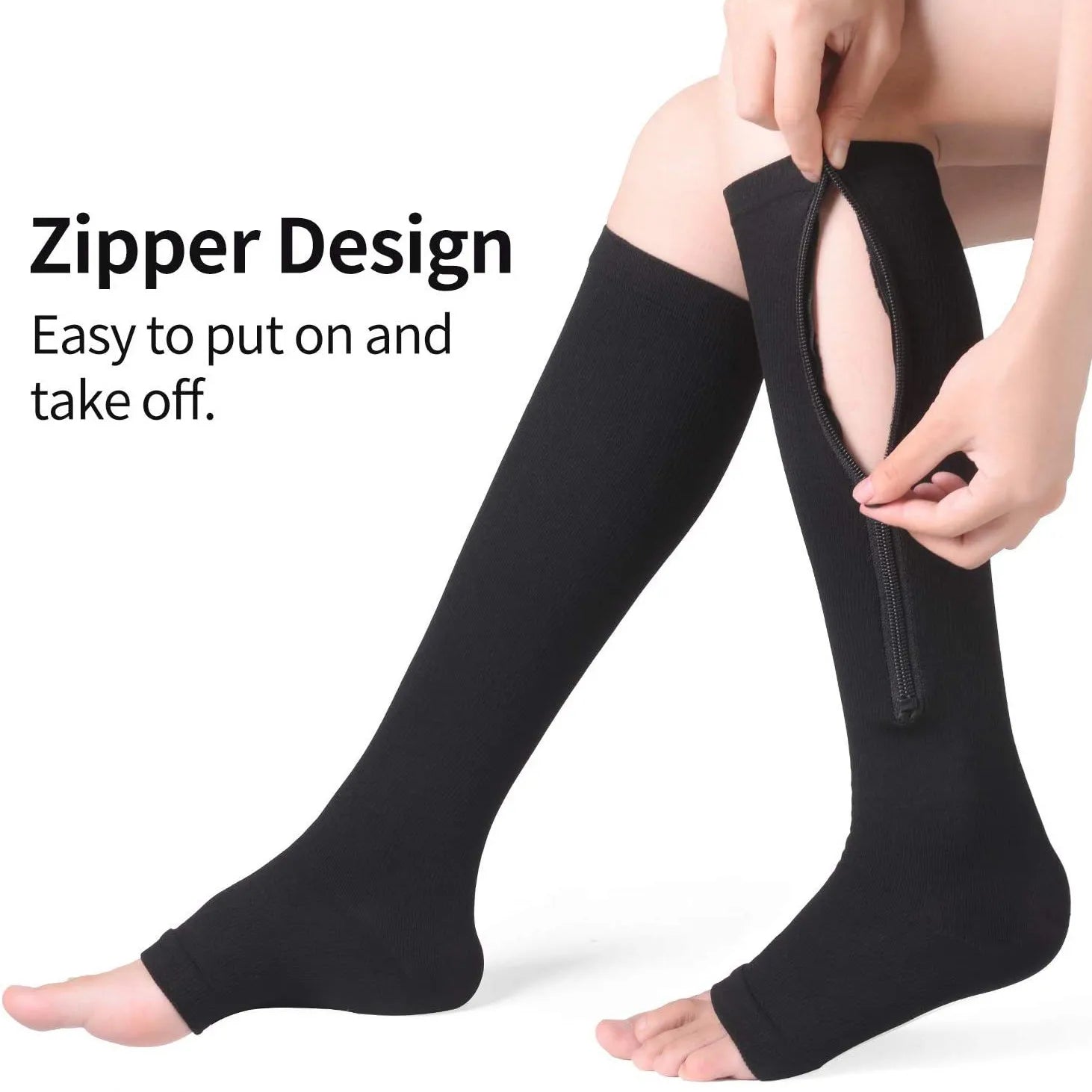 Medical Sports Compression Zipper Socks Vein Stretch Socks Women Men High Elasticity Pressure Long Cycling Socks Leg Support