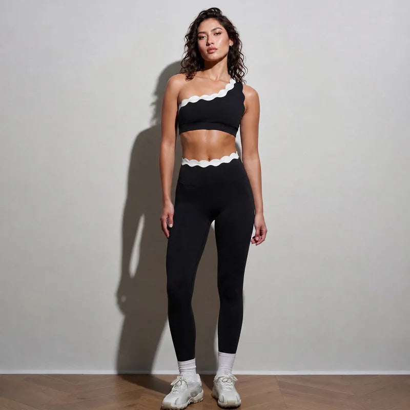 Lace One Shoulder Yoga Set