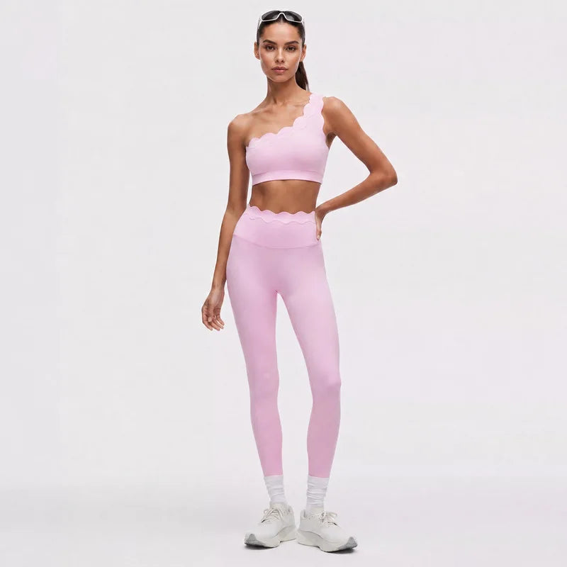 Lace One Shoulder Yoga Set