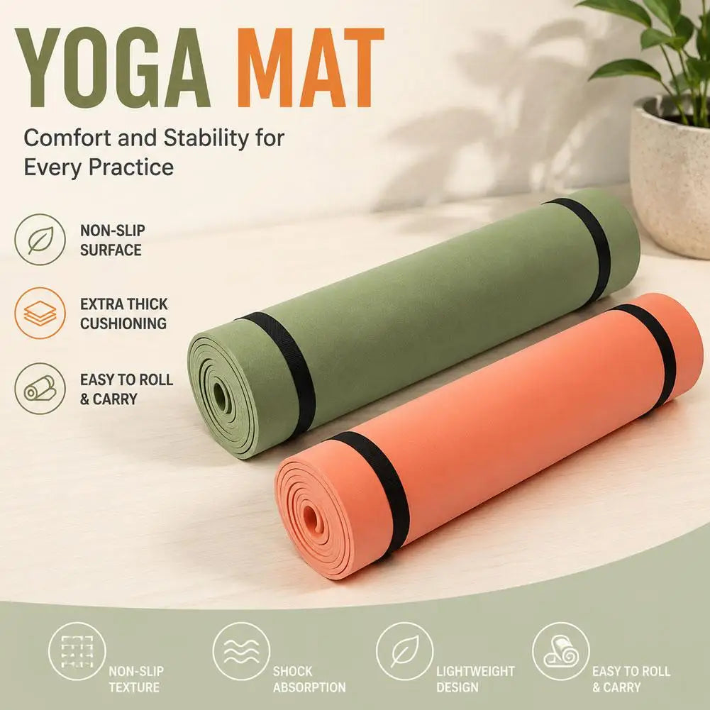 Yoga Mat Pilates Fitness Mat  Thicknes Non Slip Yoga Cushion Travel Fitness Exercise Pad for Women Home Gym Floor Workout