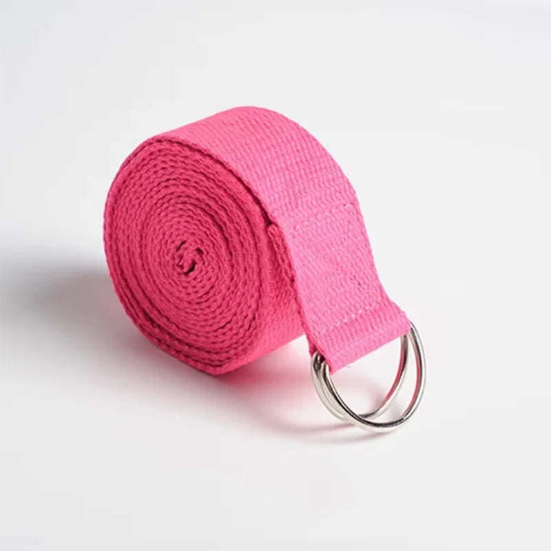 183*3.8cm Yoga Strap Cotton Exercise Yoga Belt Adjustable Woven Stretch D-Ring Buckle Fitness Stretching Bands Pilates Rope