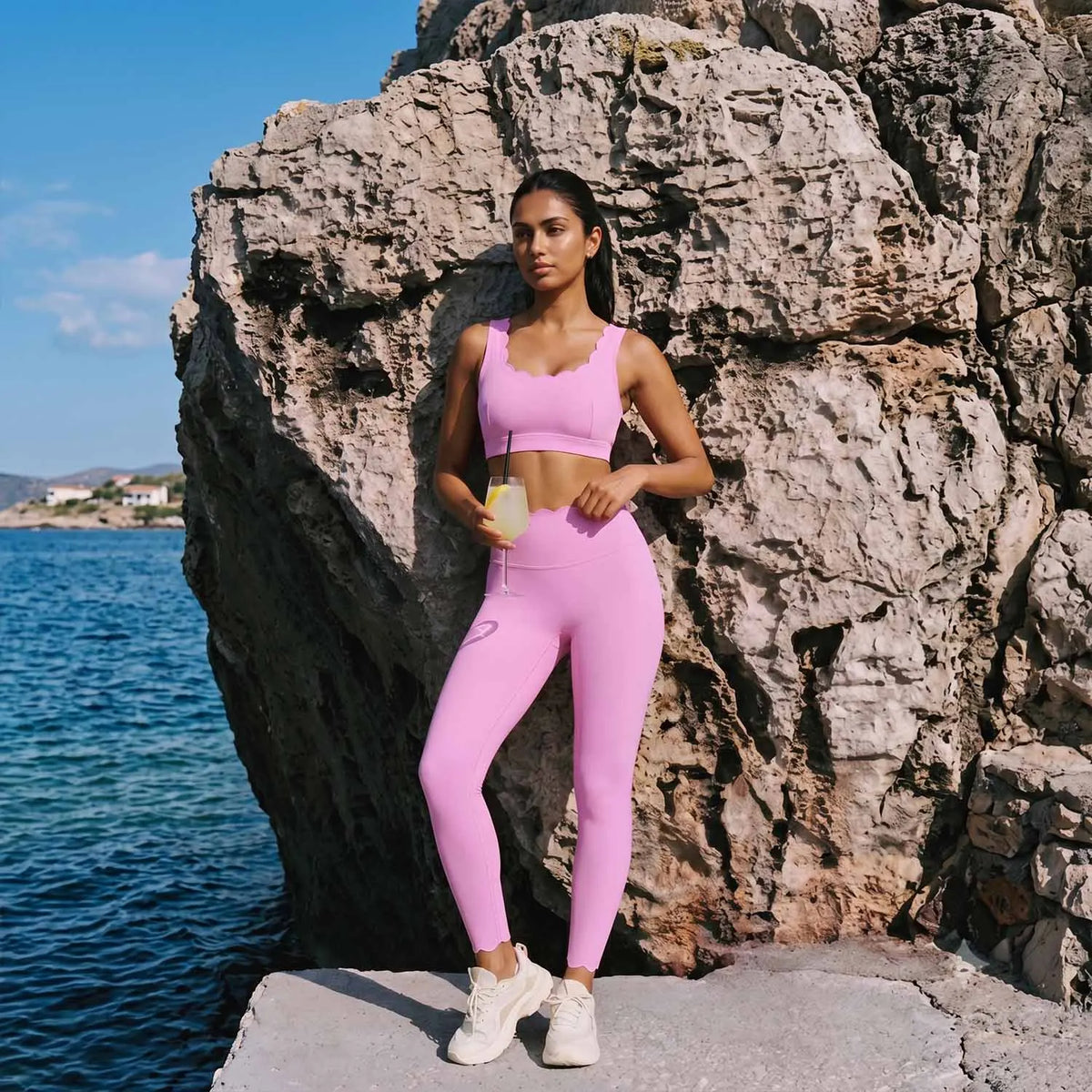 Petal Trim Yoga Leggings Set