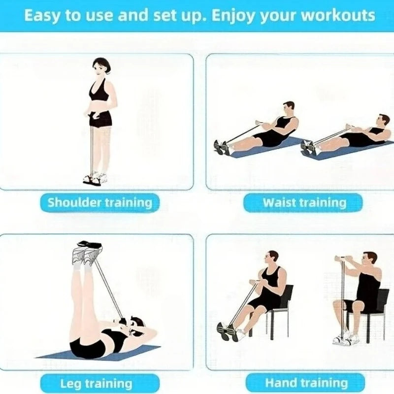Puller Resistance Bands, 6 Tubes Elastic Yoga Pedal Puller Resistance Bands for Abdominal Waist Arm Leg Stretching Slimming Trai
