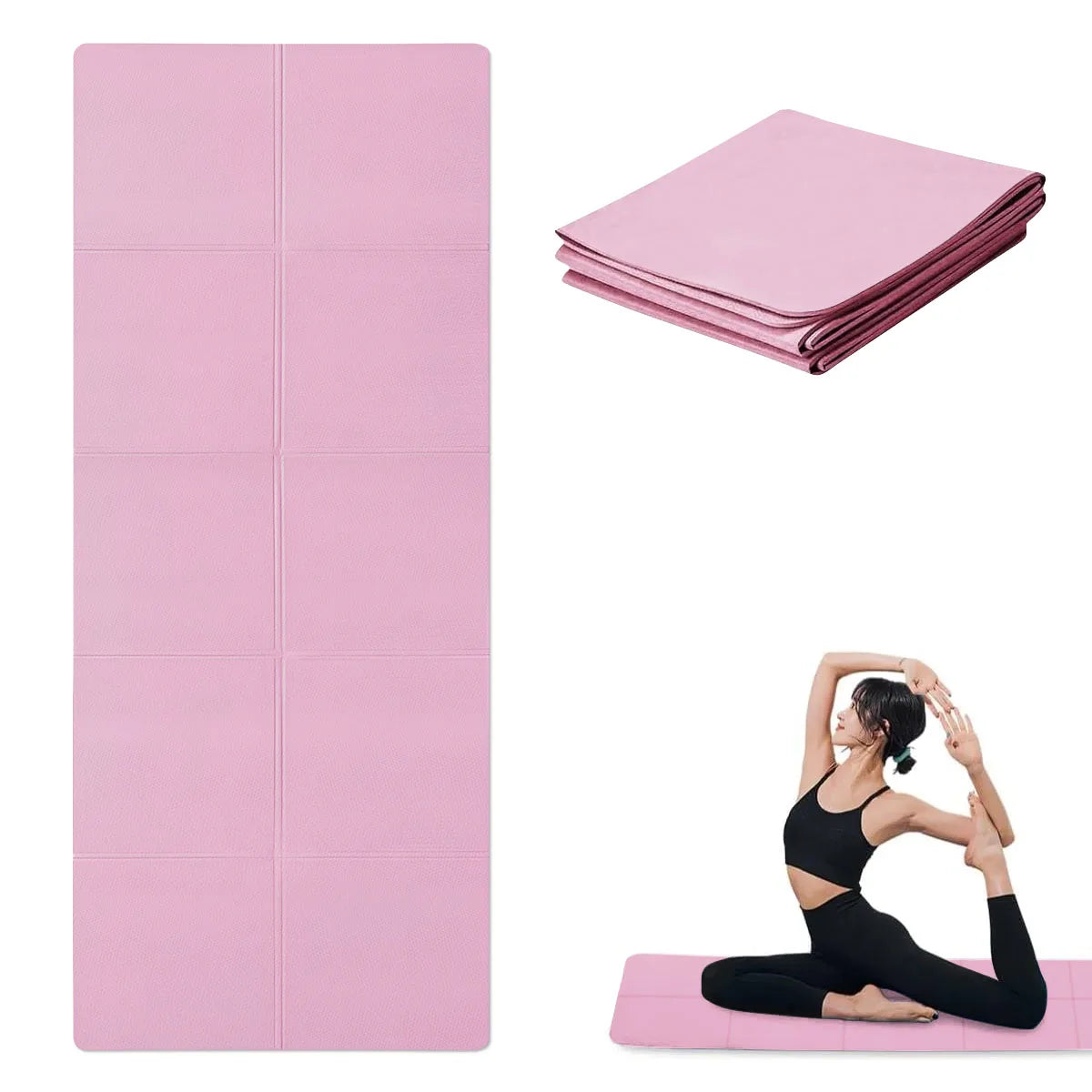 Foldable Pink Travel Yoga Mat