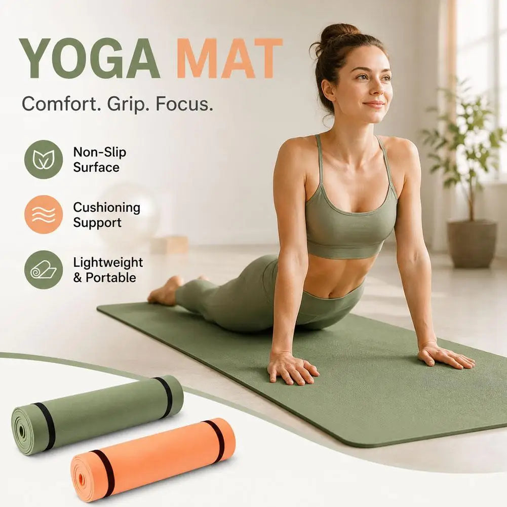 Yoga Mat Pilates Fitness Mat  Thicknes Non Slip Yoga Cushion Travel Fitness Exercise Pad for Women Home Gym Floor Workout