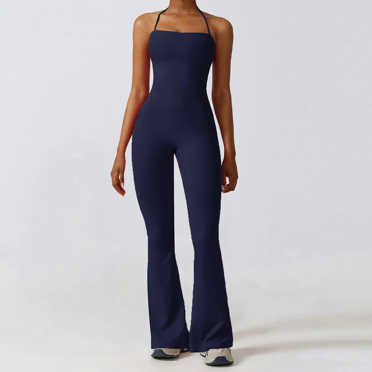 New Summer Women Sleeveless Yoga Jumpsuit Female Gym Flared Overalls Neck-hanging Backless Sportswear Sport Outfit For Woman