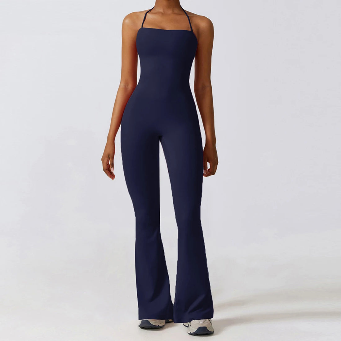New Summer Women Sleeveless Yoga Jumpsuit Female Gym Flared Overalls Neck-hanging Backless Sportswear Sport Outfit For Woman
