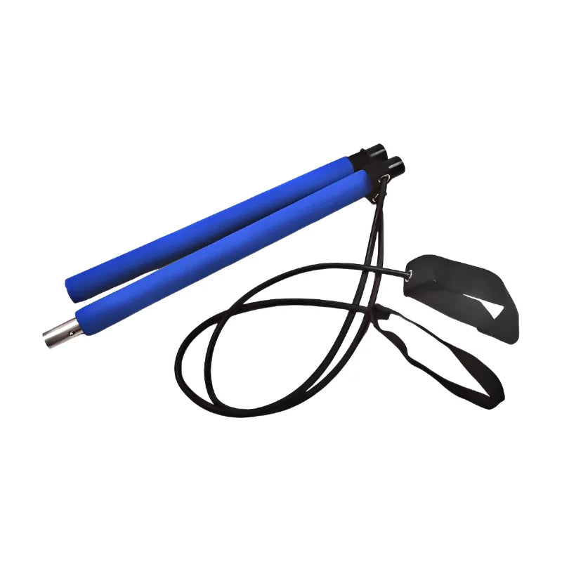 Pilates Stick - Adjustable Fitness Bar for Home Workout, Yoga, Stretching & Toning - Portable Exercise Rod with Elastic Bands