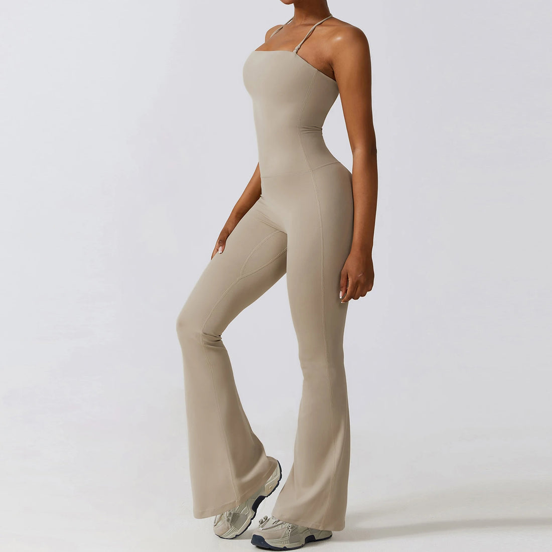 New Summer Women Sleeveless Yoga Jumpsuit Female Gym Flared Overalls Neck-hanging Backless Sportswear Sport Outfit For Woman