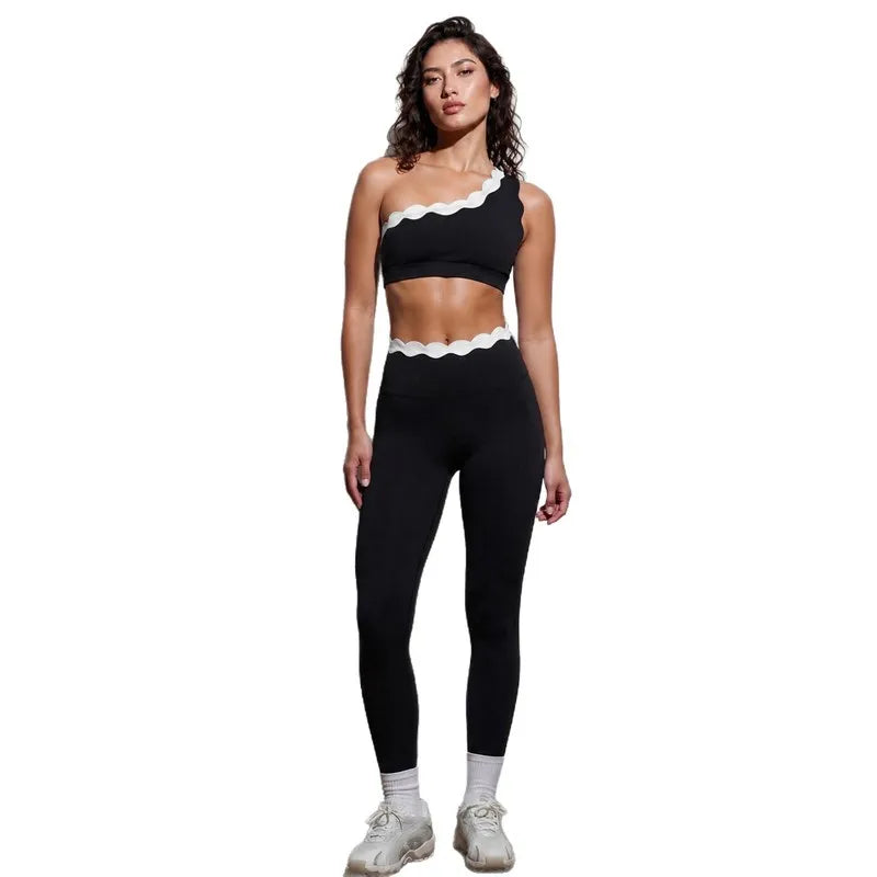 Lace One Shoulder Yoga Set