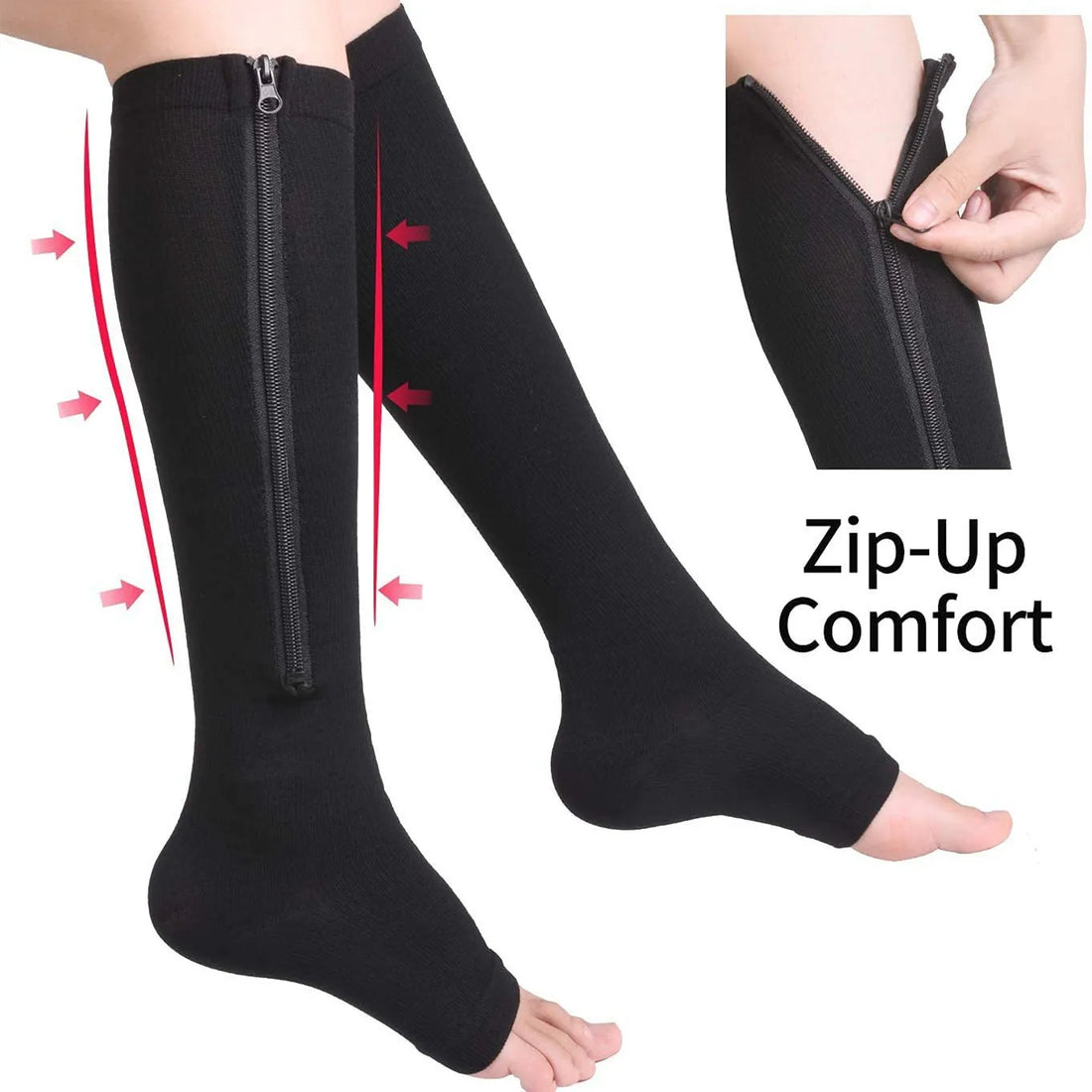Medical Sports Compression Zipper Socks Vein Stretch Socks Women Men High Elasticity Pressure Long Cycling Socks Leg Support