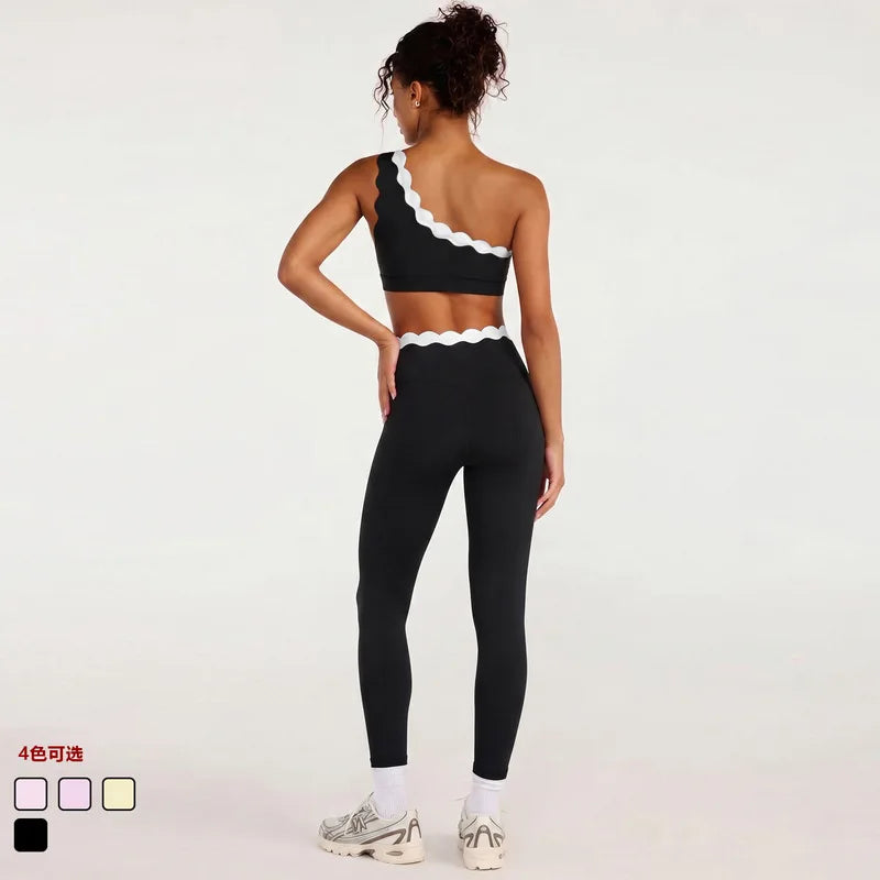 Lace One Shoulder Yoga Set