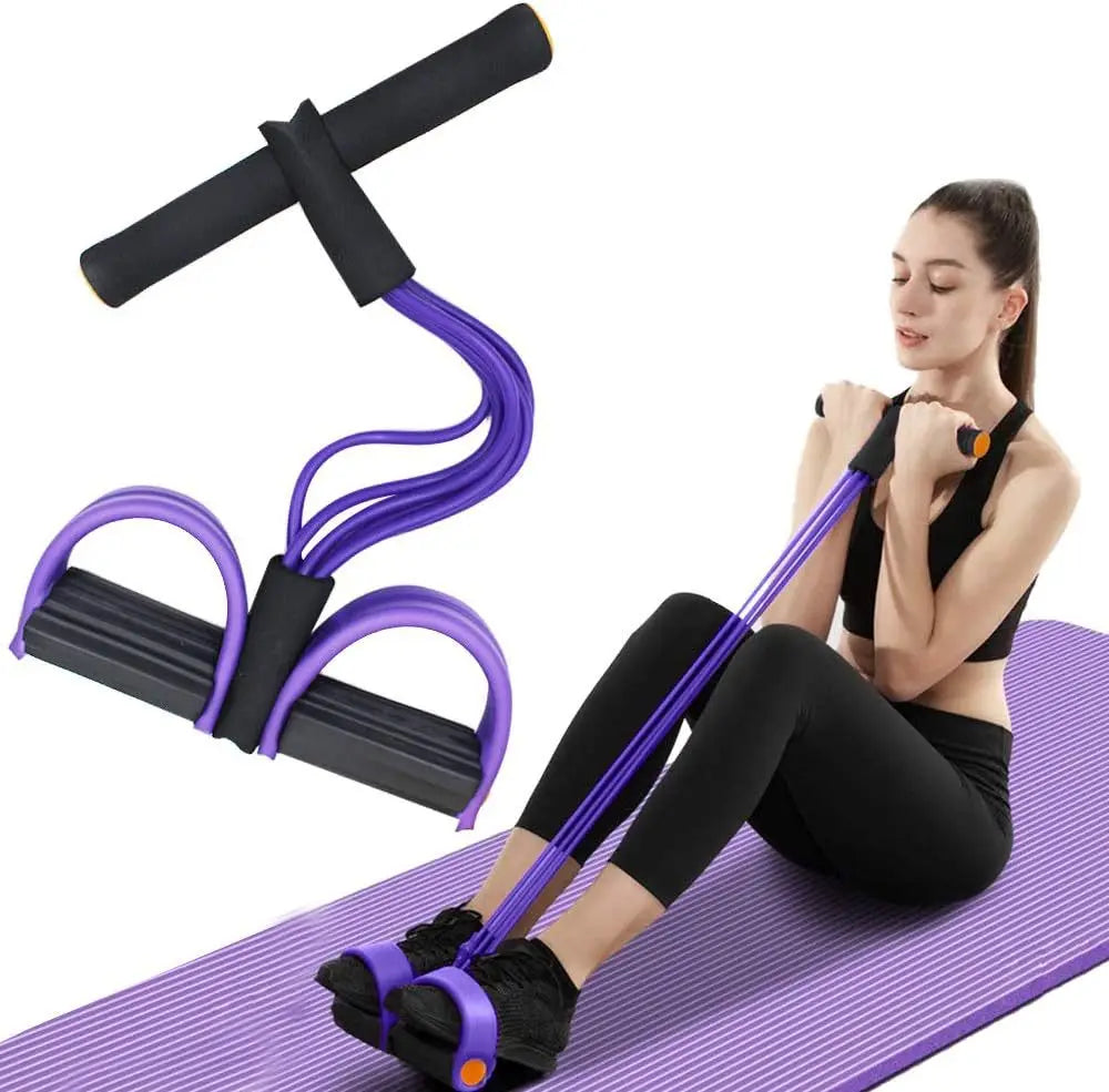 Puller Resistance Bands, 6 Tubes Elastic Yoga Pedal Puller Resistance Bands for Abdominal Waist Arm Leg Stretching Slimming Trai