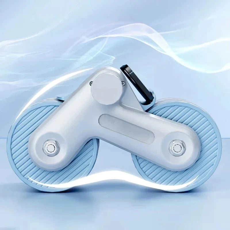 Auto Rebound Double Wheel Ab Roller with Phone Holder, Non-Slip Core Workout Equipment for Fitness Beginners
