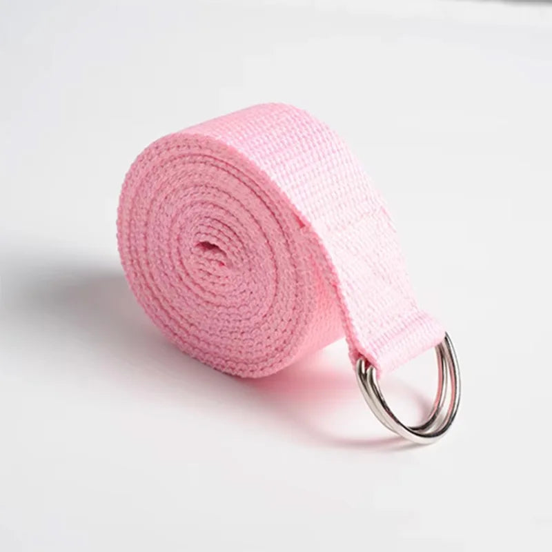 183*3.8cm Yoga Strap Cotton Exercise Yoga Belt Adjustable Woven Stretch D-Ring Buckle Fitness Stretching Bands Pilates Rope